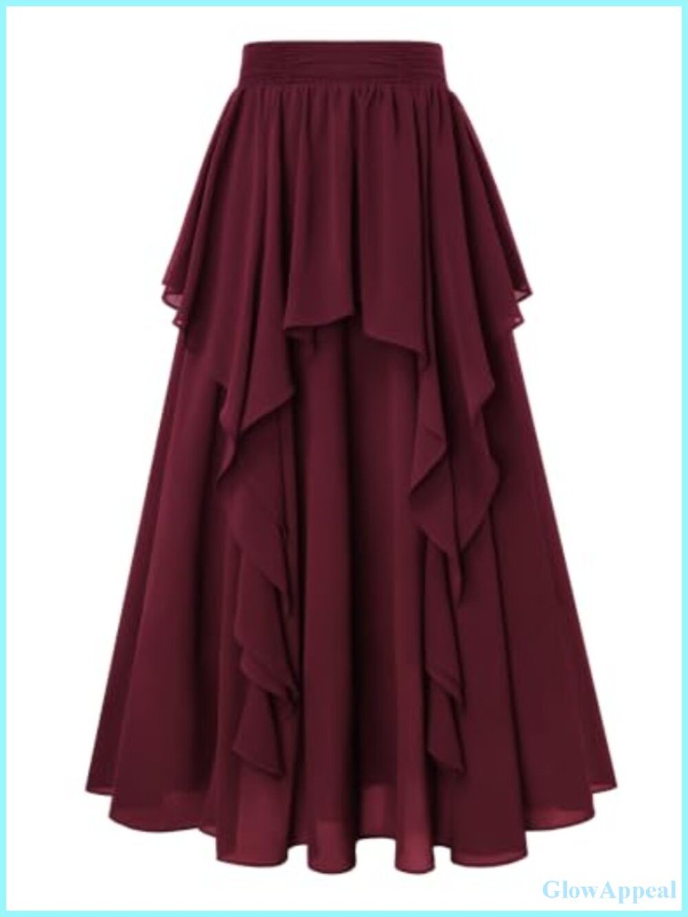 Women's Renaissance Maxi Skirt High Waist A-Line Flowy Ruffle Chiffon Lined